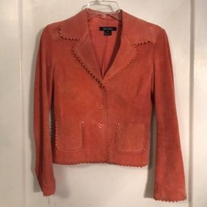 Leather jacket; Tangerine color